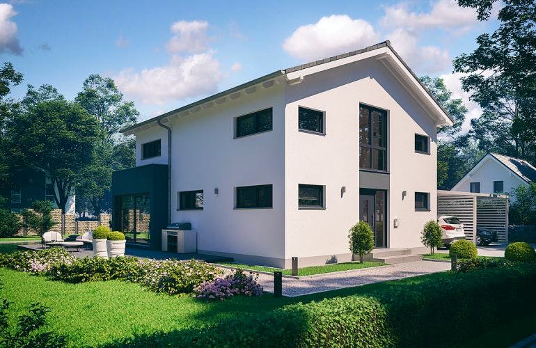 Massivhaus ARCHITEKTENHAUS ALLEA von Kern-Haus Chemnitz Schlüsselfertig ab 365900€, Satteldach-Klassiker Außenansicht 2