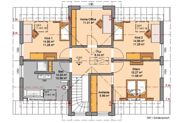 Massivhaus ARCHITEKTENHAUS AURA von Kern-Haus Chemnitz Schlüsselfertig ab 429900€,  Grundriss 1