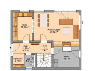 Massivhaus ARCHITEKTENHAUS CARA von Kern-Haus Chemnitz Schlüsselfertig ab 346900€, Grundriss 2