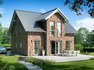 Massivhaus ARCHITEKTENHAUS ESPRIT KLINKER von Kern-Haus Chemnitz Schlüsselfertig ab 322900€, Außenansicht 2