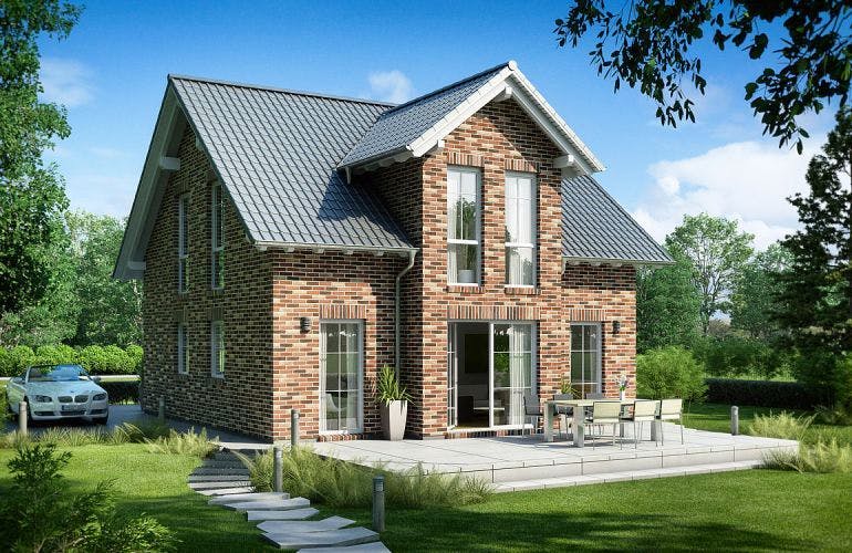 Massivhaus ARCHITEKTENHAUS ESPRIT KLINKER von Kern-Haus Chemnitz Schlüsselfertig ab 322900€, Außenansicht 2