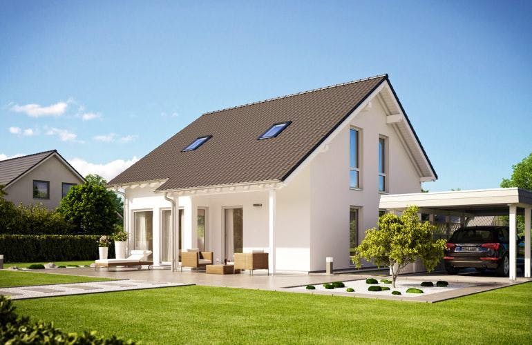 Massivhaus ARCHITEKTENHAUS FAMILY von Kern-Haus Chemnitz Schlüsselfertig ab 304900€, Satteldach-Klassiker Außenansicht 2