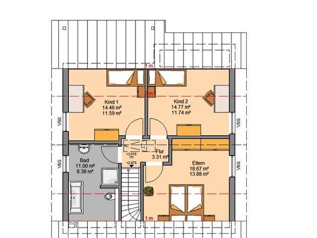 Massivhaus ARCHITEKTENHAUS FAMILY von Kern-Haus Chemnitz Schlüsselfertig ab 349900€,  Grundriss 2