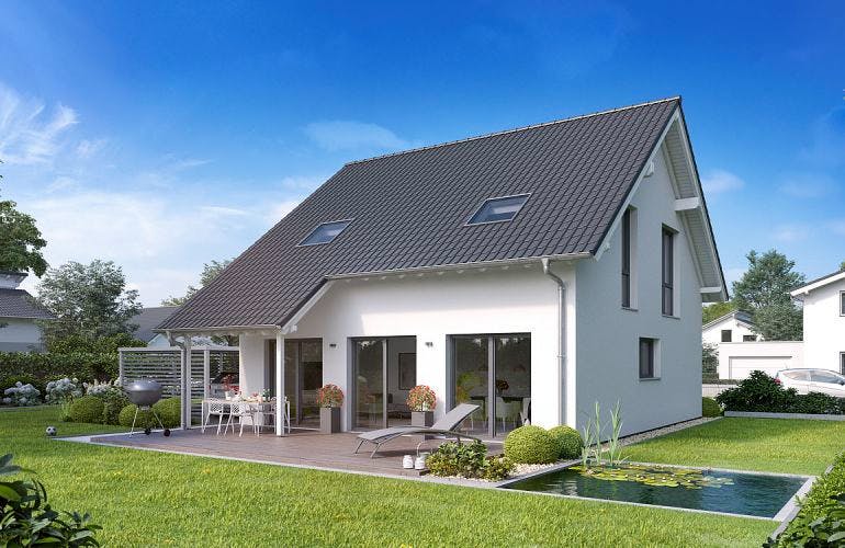 Massivhaus ARCHITEKTENHAUS JANO von Kern-Haus Chemnitz Schlüsselfertig ab 325900€, Satteldach-Klassiker Außenansicht 1