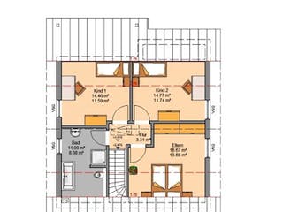 Massivhaus ARCHITEKTENHAUS JANO von Kern-Haus Chemnitz Schlüsselfertig ab 325900€, Satteldach-Klassiker Grundriss 2