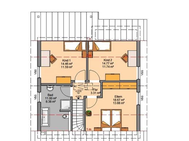 Massivhaus ARCHITEKTENHAUS JANO von Kern-Haus Chemnitz Schlüsselfertig ab 369900€,  Grundriss 2