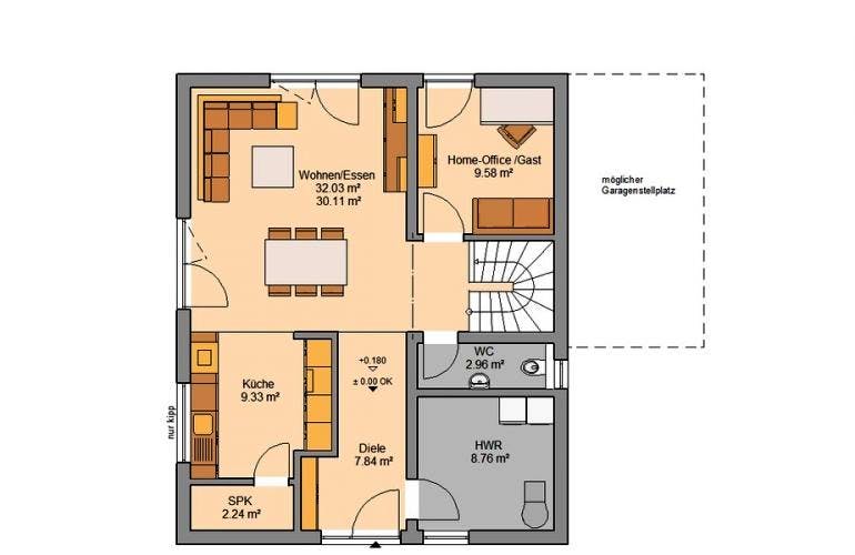 Massivhaus ARCHITEKTENHAUS JARA von Kern-Haus Chemnitz Schlüsselfertig ab 369900€,  Grundriss 1
