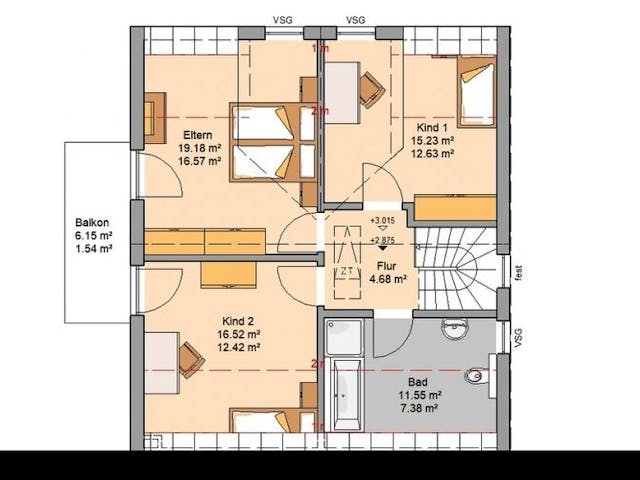 Massivhaus ARCHITEKTENHAUS KOMFORT TRENDLINE von Kern-Haus Chemnitz Schlüsselfertig ab 379900€,  Grundriss 1