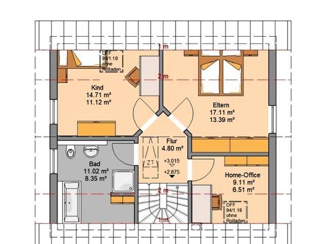 Massivhaus ARCHITEKTENHAUS LOOP CLASSIC von Kern-Haus Chemnitz Schlüsselfertig ab 329900€,  Grundriss 2