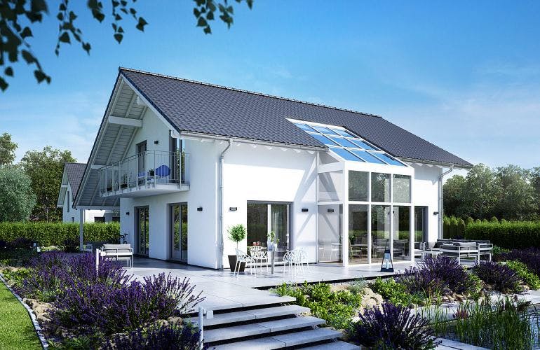 Massivhaus ARCHITEKTENHAUS LUCE von Kern-Haus Chemnitz Schlüsselfertig ab 562900€, Satteldach-Klassiker Außenansicht 1