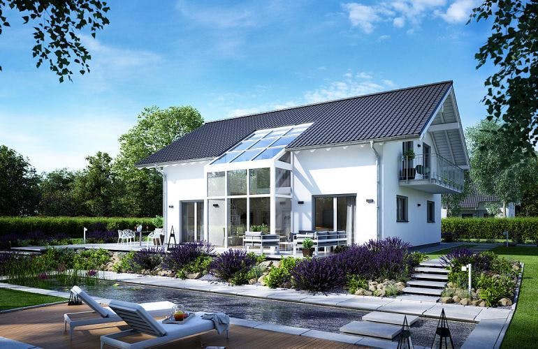 Massivhaus ARCHITEKTENHAUS LUCE von Kern-Haus Chemnitz Schlüsselfertig ab 562900€, Satteldach-Klassiker Außenansicht 2