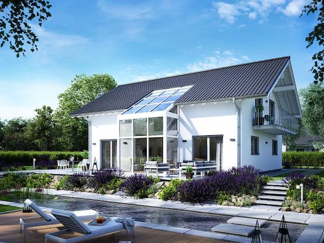 Massivhaus ARCHITEKTENHAUS LUCE von Kern-Haus Chemnitz Schlüsselfertig ab 562900€, Satteldach-Klassiker Außenansicht 2