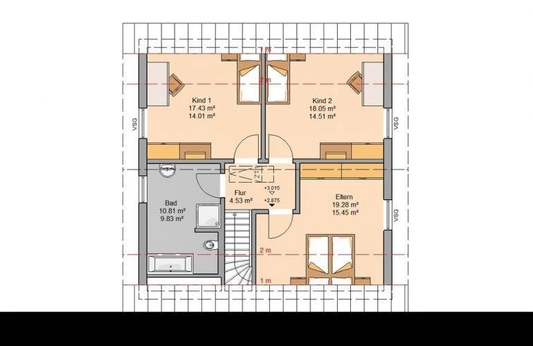 Massivhaus ARCHITEKTENHAUS LUNA von Kern-Haus Chemnitz Schlüsselfertig ab 354900€,  Grundriss 1