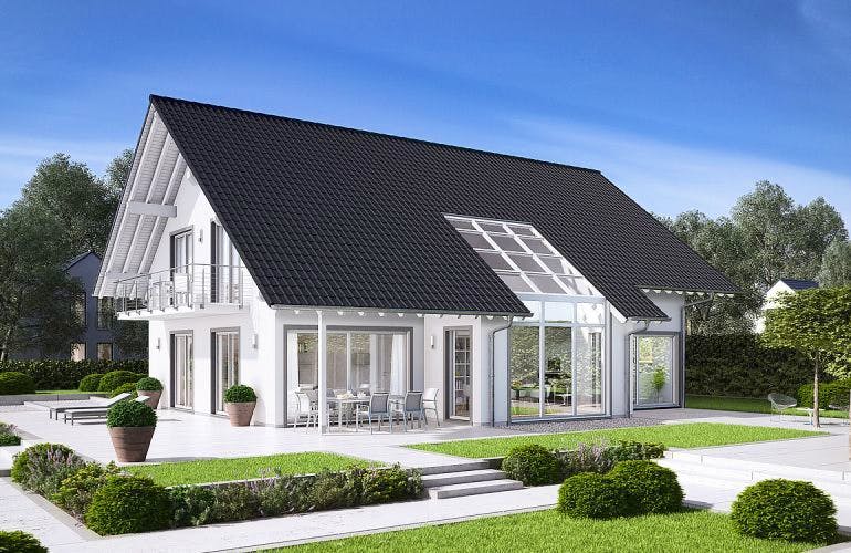 Massivhaus ARCHITEKTENHAUS MAXIME von Kern-Haus Chemnitz Schlüsselfertig ab 617900€, Satteldach-Klassiker Außenansicht 1