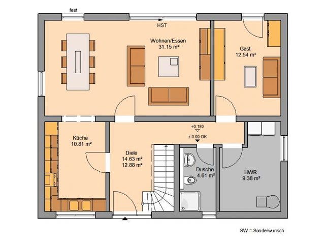 Massivhaus ARCHITEKTENHAUS SIGNUM von Kern-Haus Chemnitz Schlüsselfertig ab 389900€,  Grundriss 2