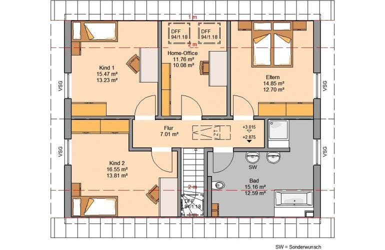 Massivhaus ARCHITEKTENHAUS SIGNUM von Kern-Haus Chemnitz Schlüsselfertig ab 389900€,  Grundriss 1