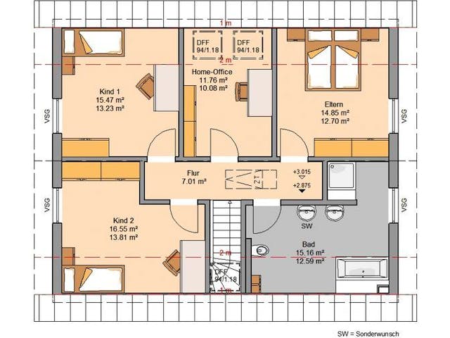 Massivhaus ARCHITEKTENHAUS SIGNUM von Kern-Haus Chemnitz Schlüsselfertig ab 389900€,  Grundriss 1