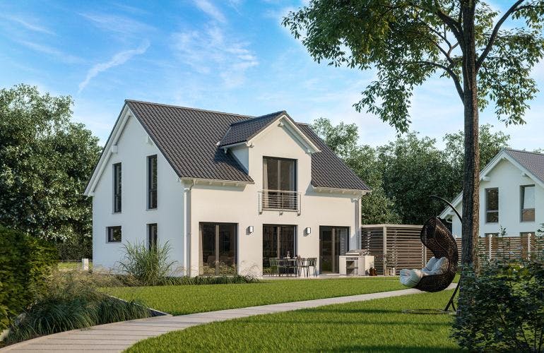 Massivhaus ARCHITEKTENHAUS TREND von Kern-Haus Chemnitz Schlüsselfertig ab 327900€, Satteldach-Klassiker Außenansicht 1