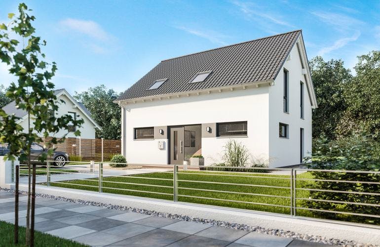 Massivhaus ARCHITEKTENHAUS TREND von Kern-Haus Chemnitz Schlüsselfertig ab 327900€, Satteldach-Klassiker Außenansicht 2