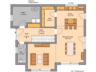 Massivhaus ARCHITEKTENHAUS VERO von Kern-Haus Chemnitz Schlüsselfertig ab 364900€, Satteldach-Klassiker Grundriss 2