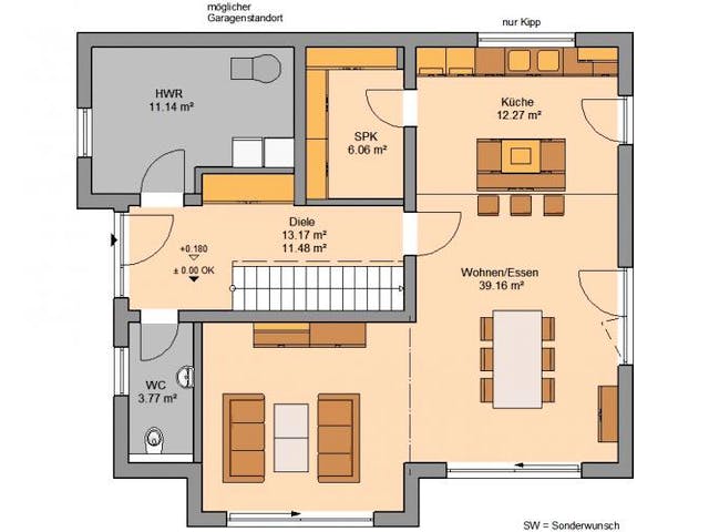 Massivhaus ARCHITEKTENHAUS VERO von Kern-Haus Chemnitz Schlüsselfertig ab 409900€,  Grundriss 2