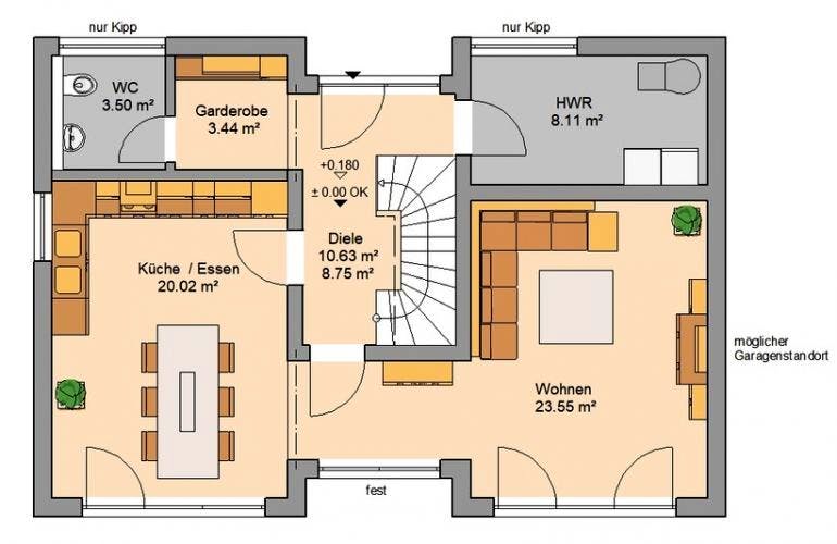 Massivhaus ARCHITEKTENHAUS VIO von Kern-Haus Chemnitz Schlüsselfertig ab 384900€,  Grundriss 1