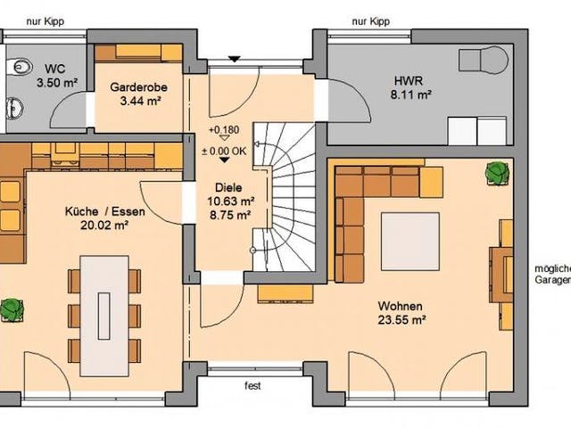 Massivhaus ARCHITEKTENHAUS VIO von Kern-Haus Chemnitz Schlüsselfertig ab 384900€,  Grundriss 1