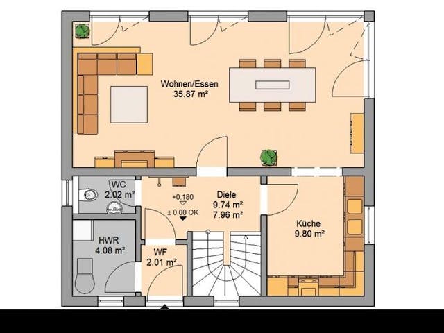 Massivhaus ARCHITEKTENHAUS VISION PLUS von Kern-Haus Chemnitz Schlüsselfertig ab 367900€, Stadtvilla Grundriss 2