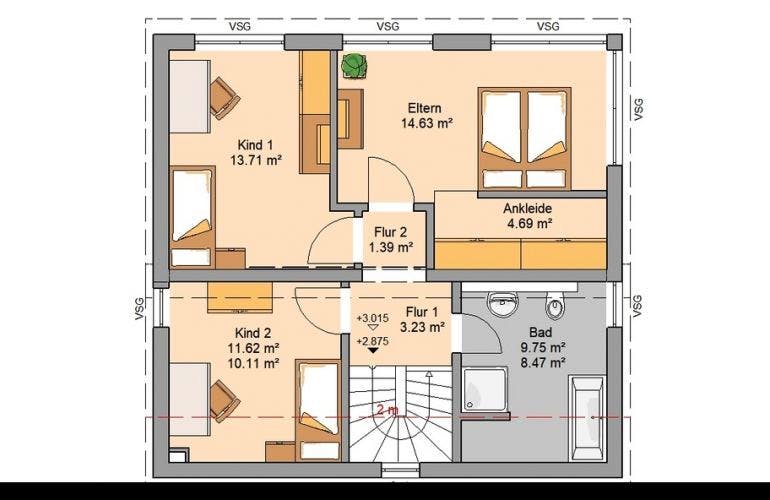 Massivhaus ARCHITEKTENHAUS VISION PLUS von Kern-Haus Chemnitz Schlüsselfertig ab 367900€, Stadtvilla Grundriss 1
