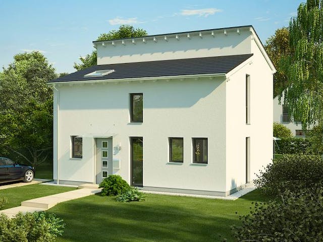 Massivhaus ARCHITEKTENHAUS VISION von Kern-Haus Chemnitz Schlüsselfertig ab 317900€, Pultdachhaus Außenansicht 2