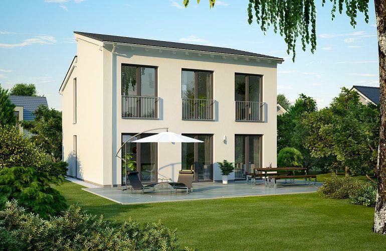 Massivhaus ARCHITEKTENHAUS VISION von Kern-Haus Chemnitz Schlüsselfertig ab 317900€, Pultdachhaus Außenansicht 1