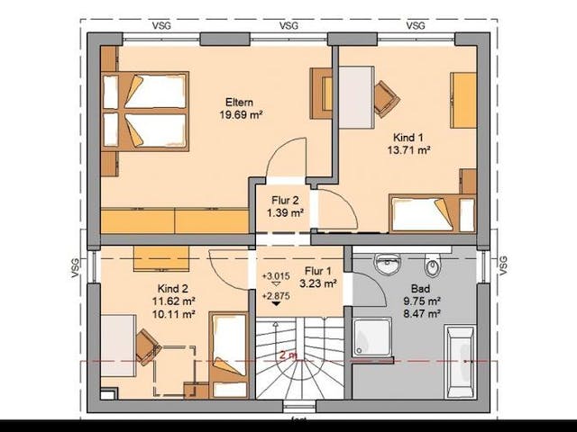 Massivhaus ARCHITEKTENHAUS VISION von Kern-Haus Chemnitz Schlüsselfertig ab 317900€, Pultdachhaus Grundriss 2