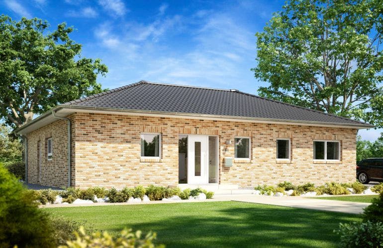 Massivhaus BALANCE KLINKER von Kern-Haus Chemnitz Schlüsselfertig ab 403900€, Bungalow Außenansicht 2