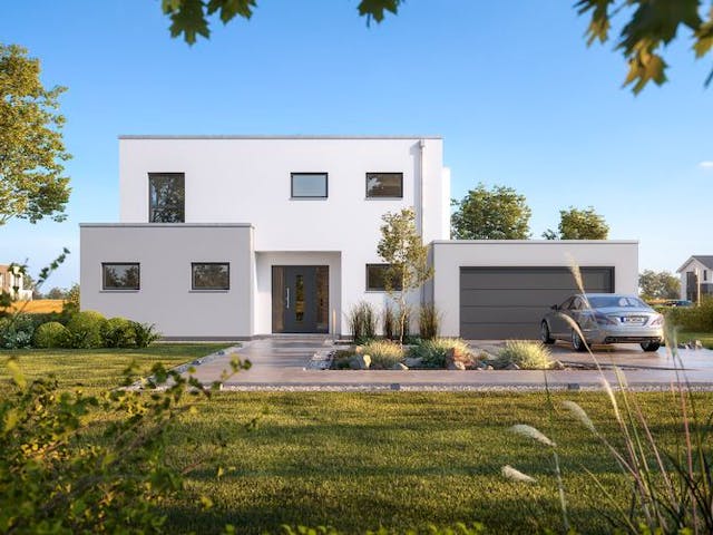 Massivhaus BAUHAUS ANTEO von Kern-Haus Chemnitz Schlüsselfertig ab 669900€, Cubushaus Außenansicht 2