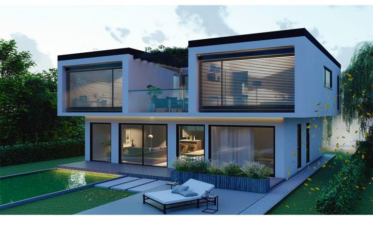 Massivhaus Bauhaus Puderbach 10-083 von Econ Das Haus,  Außenansicht 1