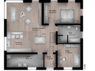 Massivhaus Bungalow Berkum 20-032 von Econ Das Haus,  Grundriss 1