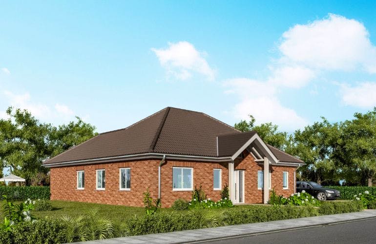 Massivhaus Bungalow BL 115 Variante K von Baudirekt,  Außenansicht 1