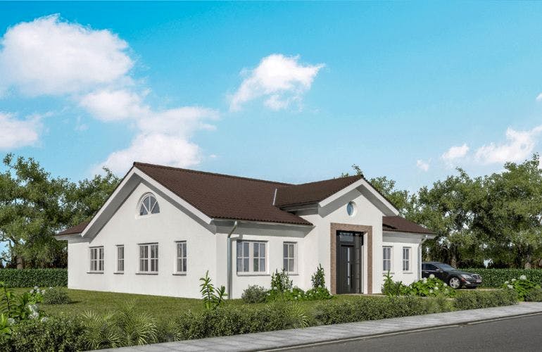 Massivhaus Bungalow BL 115 Variante M von Baudirekt,  Außenansicht 1