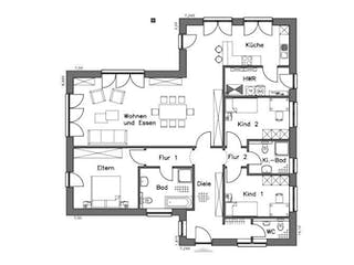 Massivhaus Bungalow BL 135 Variante K von Baudirekt, Bungalow Grundriss 1