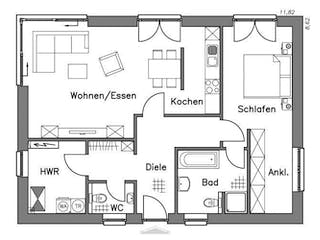 Massivhaus Bungalow BL 80 Variante K von Baudirekt, Bungalow Grundriss 1