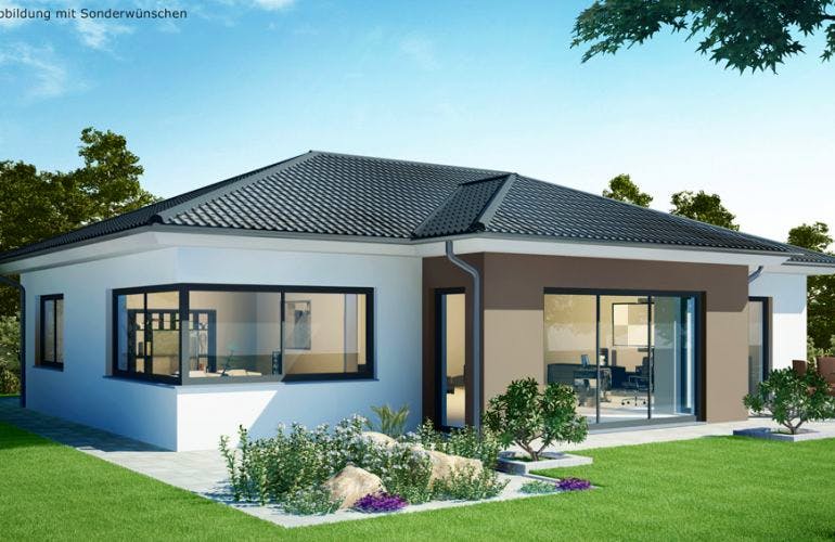 Massivhaus Bungalow BL 95 Variante K von Baudirekt, Bungalow Außenansicht 1