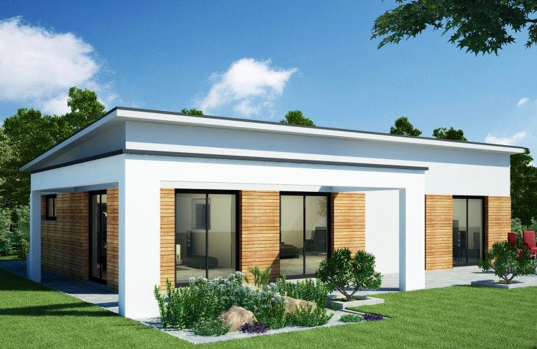 Massivhaus Bungalow BL 95 Variante T von Baudirekt, Bungalow Außenansicht 1