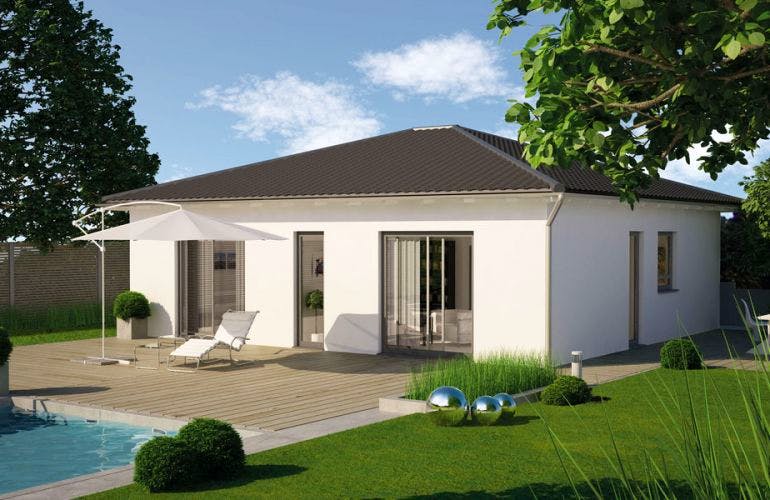 Massivhaus BUNGALOW EASY von Kern-Haus Chemnitz Schlüsselfertig ab 242900€, Bungalow Außenansicht 2