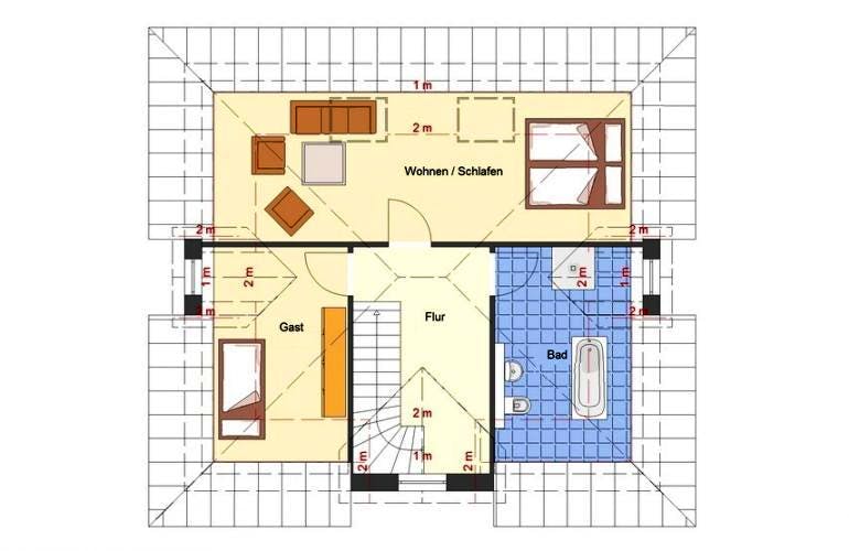 Massivhaus Bungalow Hiddensee von EWA Hausbau Schlüsselfertig ab 311990€, Bungalow Grundriss 2