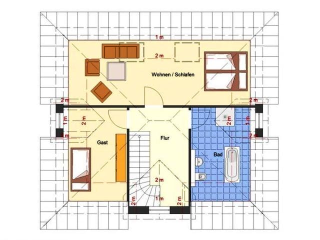 Massivhaus Bungalow Hiddensee von EWA Hausbau Schlüsselfertig ab 311990€, Bungalow Grundriss 2