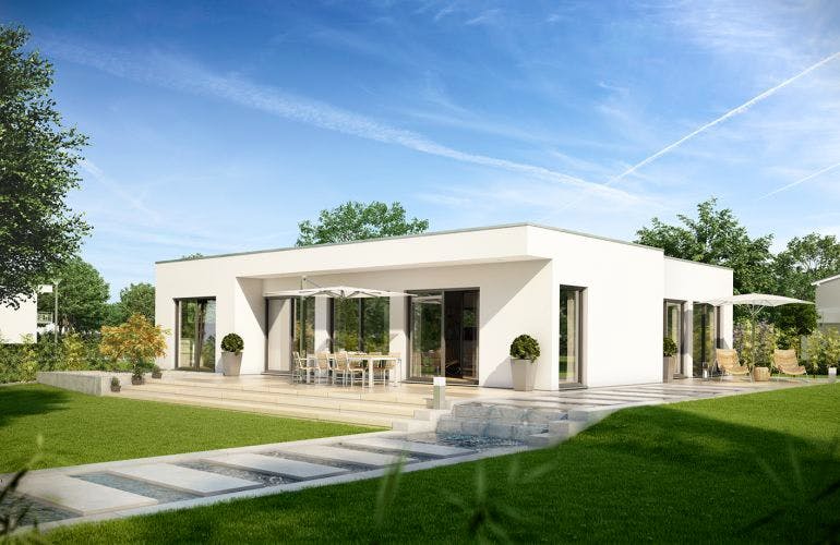 Massivhaus BUNGALOW PUREA von KHC Bauträger Schlüsselfertig ab 412900€, Bungalow Außenansicht 2