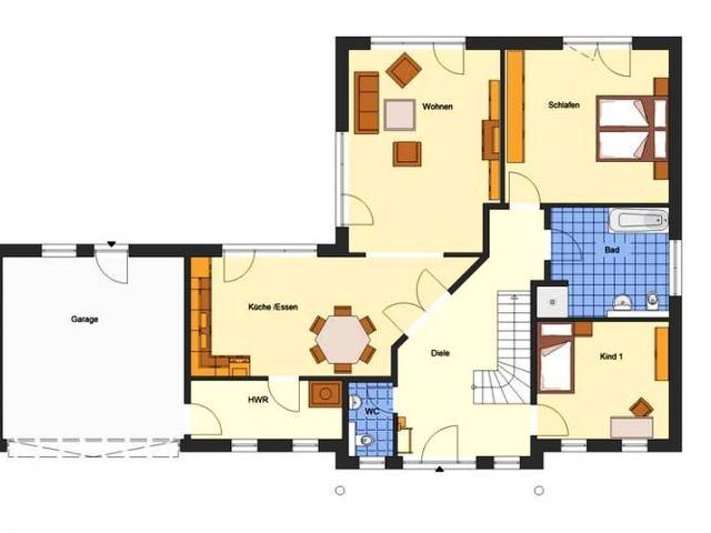 Massivhaus Bungalow Rügen von EWA Hausbau Schlüsselfertig ab 406990€, Bungalow Grundriss 2