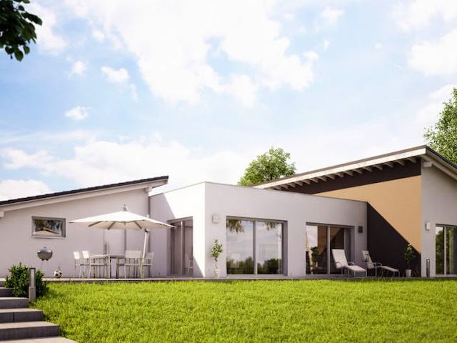 Massivhaus BUNGALOW TRIO von KHC Bauträger Schlüsselfertig ab 572900€, Bungalow Außenansicht 1