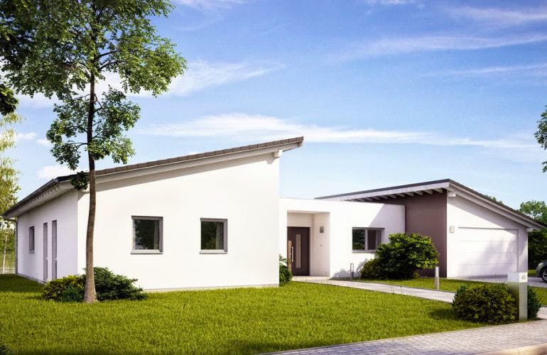 Massivhaus BUNGALOW TRIO von Kern-Haus Chemnitz Schlüsselfertig ab 589900€, Bungalow Außenansicht 2