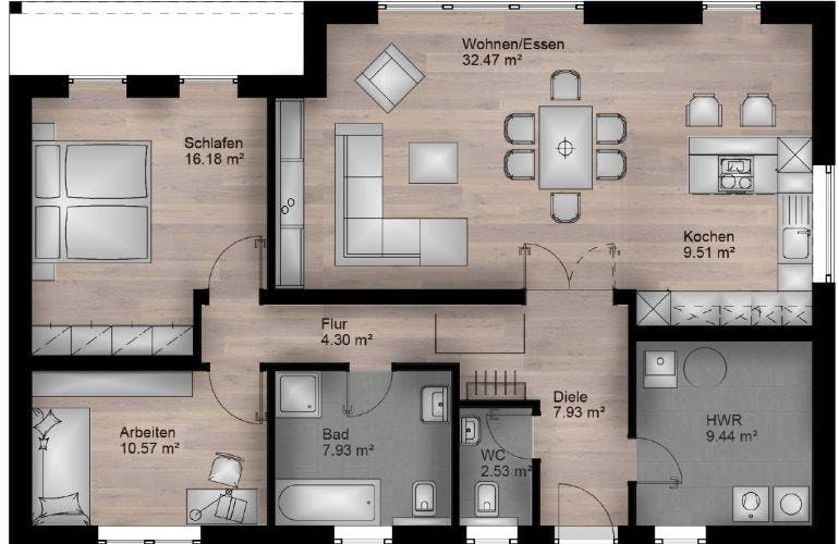 Massivhaus Bungalow Weißenthurm 20-033 von Econ Das Haus,  Grundriss 1